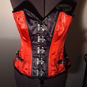 Satin, hook front, steel boned corset top